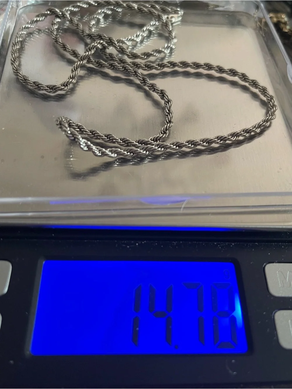 Vintage solid sterling silver twisted rope chain necklace 40 to 50 years old!